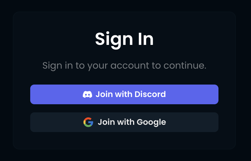 The AutoAFK sign in screen with Discord and Google options
